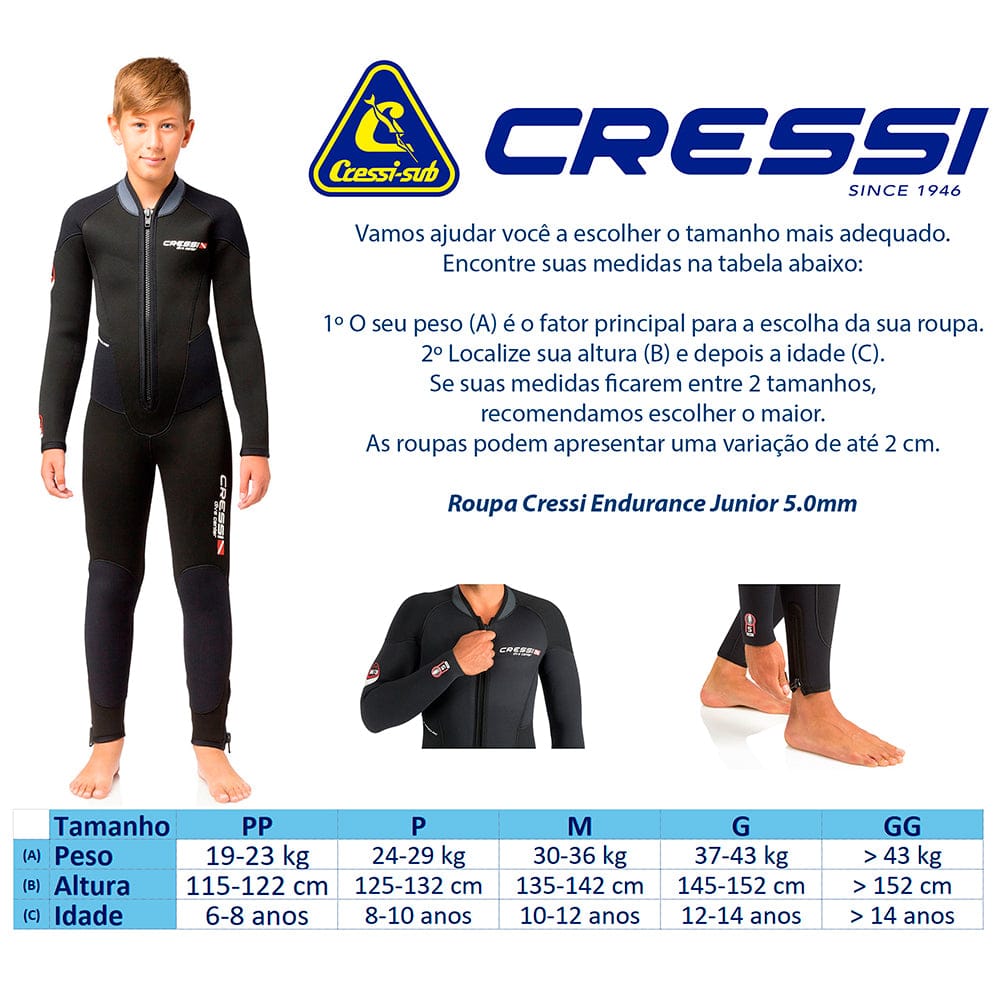 Roupa de Neoprene para Mergulho Cressi Endurance Junior 5.0 - Image 8