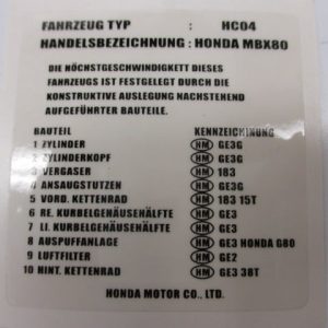 Sticker tank, technische gegevens – DEU – Wit
