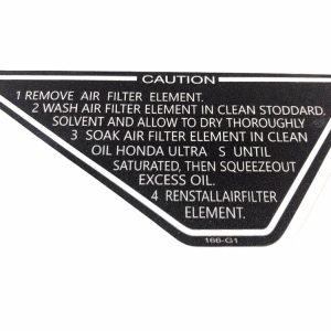 Sticker accudeksel, luchtfiltergegevens – ENG – Zwart
