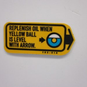 Sticker oliepeil – ENG – Geel