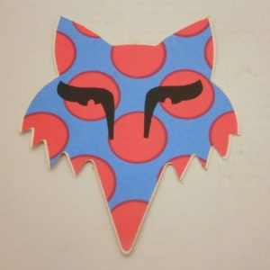 Sticker “Fox Head” – Blauw/roze, 8x6cm